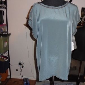 Amber Sun Gun Metal Gray Beaded Trim Top M NWT